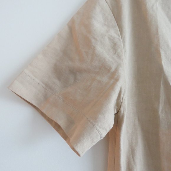 THEORY Organic Crunch Linen Belted Shift Dress Light Wheat - Size 00 - Picture 6 of 16